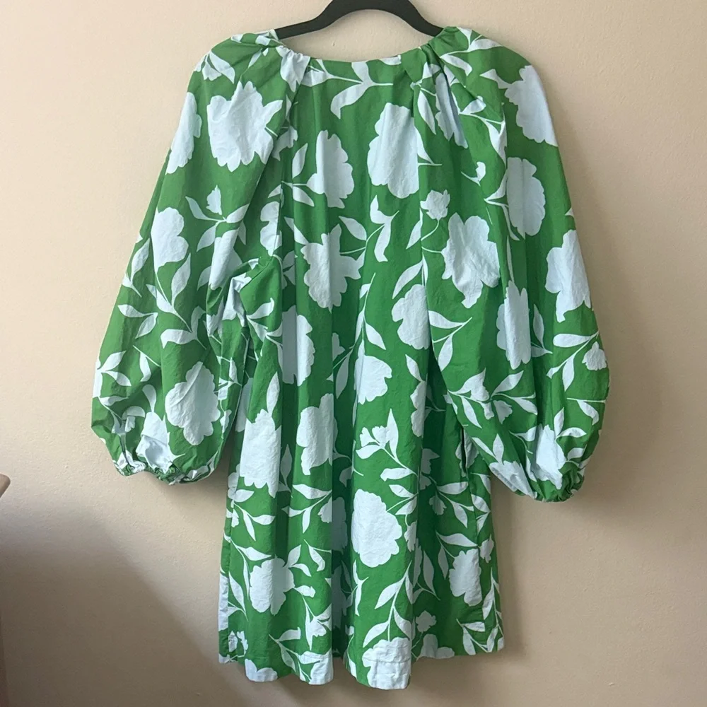 kate spade Green & White Floral Long Sleeve Dress